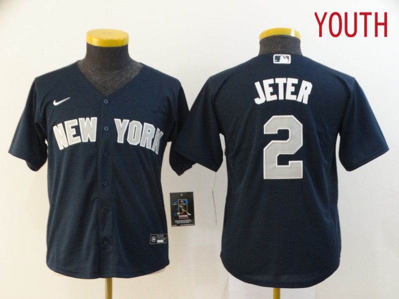 Youth New York Yankees #2 Jeter Blue Nike Game MLB Jerseys